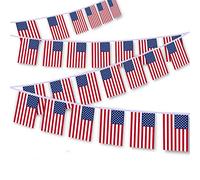 MacLand Lot de 30 guirlandes de drapeaux américains, guirlande de fanions américains, bannière de décoration pour extérieur, intérieur, patio, cour