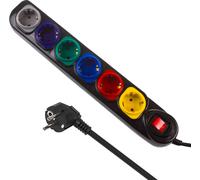 Maclean 6 prises multiples, 1,5m de rallonge, avec interrupteur, 250VAC/10A, MCE509 B