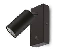 Maclean applique/applique murale, spot, rond, GU10, avec interrupteur, 55x100mm, noir, MCE369 B