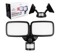 Maclean Applique LED MCE524 B | 20 W, 1500 lm, avec détecteur de mouvement PIR, IP65 | Deux têtes de lampe réglables, couleur neutre 4000 K, noir | Classe d'efficacité énergétique E