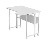 Maclean Bureau Mobile Pliable avec étagère et roulettes 100x73 cm (Blanc)