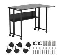 Bureau Pliant d’Angle Maclean MC-126 L/B Noir Mobile 100x73cm 50kg