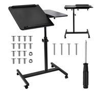 Maclean Table portable ergonomique Hauteur 59-89 cm, Plateau inclinable 90°, Roues avec frein (Noir)