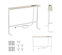 Maclean Console étroite avec Ports USB-A et USB-C, réglable (Blanc) | Hauteur réglable 62-83 cm, 2 prises Schuko intégrées, Port USB-A et USB-C, Câble 250 cm, Charge max. 25 kg
