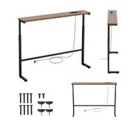 Maclean Console étroite avec Ports USB-A et USB-C, réglable (Noir) | 62-83 cm réglable, 2 prises Schuko, Port USB-A et USB-C, Câble 250 cm, Charge max. 25 kg
