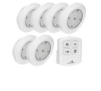 Maclean Energy MCE165 - Lot de 6 Lampes LED Sans Fil avec Télécommande, Dimmable, Minuteur, Piles AAA/AA - Blanc Chaud