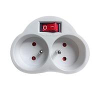 Maclean Multiprise MCE31 - 2 prises - Interrupteur On/Off - 230 V 16 A - Blanc