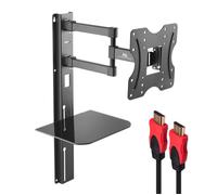 Maclean - Ensemble comprenant un support TV avec étagère pour DVD et un câble HDMI - VESA 200x200 - 23""-42"" - 30 kg + HDMI 2.0