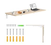 Maclean étagère Murale Pliante capacité de Charge 50 kg Table Pliante avec Serrure de sécurité Bouton de Pliage Inclus Niveau pour Cuisine Salle de Bain (Bois Clair, 100x40cm)