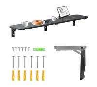 Maclean étagère Murale Pliante capacité de Charge 50 kg Table Pliante avec Serrure de sécurité Bouton de Pliage Inclus Niveau pour Cuisine Salle de Bain (Noir, 100x20 cm)