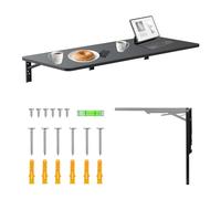 Maclean étagère Murale Pliante capacité de Charge 50 kg Table Pliante avec Serrure de sécurité Bouton de Pliage Inclus Niveau pour Cuisine Salle de Bain (Noir, 100x40cm)