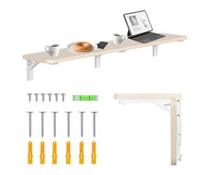 Maclean étagère Murale Pliante capacité de Charge 50 kg Table Pliante avec Serrure de sécurité Bouton de Pliage Inclus Niveau pour Cuisine Salle de Bain (Bois Clair, 100x20 cm)