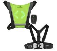 Maclean Gilet de Sécurité LED avec Clignotant Télécommande sans Fil Harnais de Poitrine Rechargeable pour Smartphone Caméra d'action Réglable Étanche IPX2 Vélo Randonnée Course à Pied