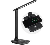 Maclean Lampe de bureau LED à intensité variable Lampe de bureau 9W avec chargeur Qi à induction MCE616 B
