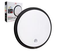 Maclean Lampe LED MCE525 avec détecteur de mouvement | PIR 10 W IP65 Neutre 4000 K 1000 lm Plafonnier pour l'extérieur et l'intérieur avec fonctionnement continu | Classe énergétique F (Noir)