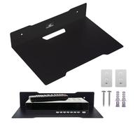 Maclean MC-122 Étagère Murale en Acier Noir, 300 x 205 mm, Support Compact de 5 kg pour décodeur, routeur, Guidage des câbles Propre, Montage Mural Facile