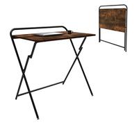 Maclean MC-127 B - Bureau Pliable pour Ordinateur Portable - 80 x 50 cm - Marron Rustique et Noir - Bureau d'ordinateur Pliable et Stable - Charge maximale : 50 kg - Table de Bureau à Domicile avec