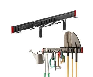 Maclean MC-179 Support Mural pour Outils de Jardin et Garage Organisateur 228 kg Système de Rangement en Acier avec Crochets Réglables pour Pelles Balais, Tuyaux et Câbles