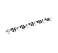 Maclean MC-185 : support mural pour outils de jardin, serpillière et balai ; support mural en acier, 60 cm, 20 kg, 5 supports, 6 crochets ; rangement pour garage ou débarras