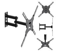 Maclean Support TV Mural Réglable 32-55 Pouces VESA 25 kg Noir | Distance murale réglable Inclinable et pivotante Construction en acier robuste Kit de montage complet inclus