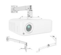 Maclean Support Mural et de Plafond pour projecteurs (Blanc) | 20 kg, portée 350-560 mm, plage de réglage ±15° et ±8°, bras 225-316 mm, acier, passage de câbles