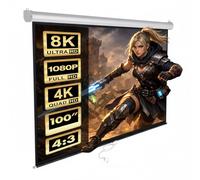 Maclean Écran de projection MC-594 100" 4:3 200x150 – blanc mat, auto-lock, mural/plafond