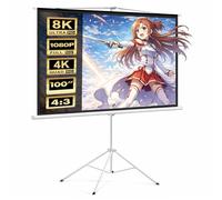 Maclean MC-595 Écran de Projection 100" sur trépied - Surface de Projection 200 x 150 cm au Format 4:3 - Écran Portable pour Home cinéma, présentation, Bureau, vidéo