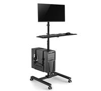 Maclean MC-793 Station d'ordinateur de Chariot Mobile de Support Professionnel sur des Roues pour moniteurs 17"-32" a 20kg VESA 75x75, 100x100
