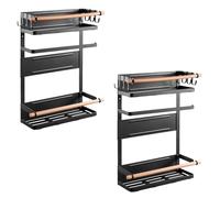 Maclean MC-910 Étagère de réfrigérateur magnétique jusqu'à 12 kg, organisateur de cuisine élégant avec porte-rouleau et 6 crochets amovibles, porte-serviettes en papier suspendu, étagère magnétique (2