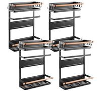 Maclean MC-910 Étagère de réfrigérateur magnétique jusqu'à 12 kg, organisateur de cuisine élégant avec porte-rouleau et 6 crochets amovibles, porte-serviettes en papier suspendu, étagère magnétique (4