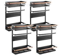 Maclean MC-910 Étagère magnétique pour frigo 4 pcs noir mat 12kg