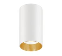 Maclean MCE 458 plafonnier en saillie avec douille GU10 pour ampoules LED et halogènes jusqu'à 35W 55x100mm plafonnier en aluminium rond (1 pièce sans ampoules, réflecteur blanc/doré)
