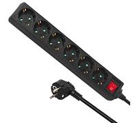 Maclean MCE195G 6 Prises Bande de Puissance 5m avec commutateur Multiples Prises fiche Bande Protection de l'enfance Schuko 3500W
