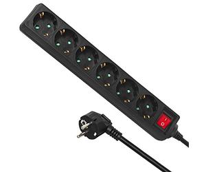 Maclean MCE195G 6 Prises Bande de Puissance 5m avec commutateur Multiples Prises fiche Bande Protection de l'enfance Schuko 3500W