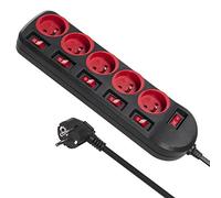 Maclean MCE204 Bande de Puissance 5 Prises 1,5 m avec Interrupteur Barrettes multiprises Protection Enfant Schuko 2500W FR Plug