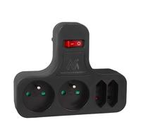Maclean MCE224 E Prise de Courant Quadruple avec Interrupteur Marche/arrêt, Pied stabilisateur, Type E, 2x2,5A, 2x16A