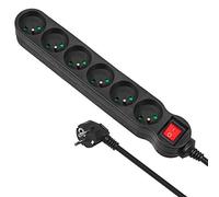Maclean MCE225 Bloc multiprise 6 prises avec interrupteur terre cordon 1,5m avec protection enfant 2300W