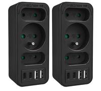 Maclean MCE248 F/B - Répartiteur 3 prises + 4 USB (2x USB-A 18W, 2x USB-C PD 20W