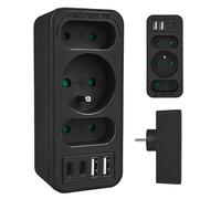 Maclean MCE248 F/B Répartiteur 3 prises + 4 USB (2x USB-A, 2x USB-C PD 20W)