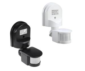 Maclean MCE25 Détecteur de mouvement infrarouge capteur de mouvement mural | Capteur de mouvement et capteur crépusculaire | Angle de détection : 180° | Portée de détection : 5-12 m | Capteur