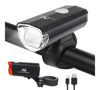 Maclean MCE312 Éclairage vélo LED Avant + arrière 2 Modes d'éclairage Batterie intégrée de 1500 mAh arrière 2X AAA Certification DE (StVZO)