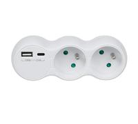 Multiprise 2 Ports Maclean Mce339 Usb (blanc)