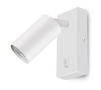 Maclean MCE369 Applique murale GU10 avec interrupteur max. 40 W | Point rotatif | Design moderne pour salon, chambre et couloir | 55 x 100 mm (blanc, avec lumière blanche chaude de 7 W)