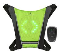 Maclean MCE420 Gilet de sécurité avec indicateurs LED Sac à Dos avec indicateurs de Direction réglables Télécommande Running Cycling USB Gilet de Cyclisme Rechargeable Taille Universelle