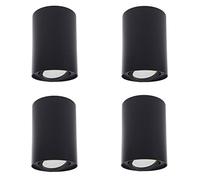 Maclean MCE422 B Lot de 4 spots encastrables au plafond avec douille GU10 pour ampoules LED et halogènes jusqu'à 40 W - Montage en saillie Orientables aluminium (noir, 4 places ampoule 7 chaud