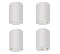 Maclean MCE422 W Lot de 4 spots encastrables au plafond avec douille GU10 pour ampoules LED et halogènes jusqu'à 40 - Montage en saillie Orientable aluminium (blanc, pièces Ronds ampoule 7 chaud