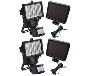 Maclean MCE442 2x Lampes solaires LED avec détecteur de mouvement - Projecteur solaire - Applique murale solaire avec détecteur de crépuscule - Éclairage solaire IP44 6W 360 Lumens 6000K (2 x pièces)