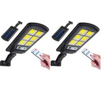 Maclean MCE446 Lampadaire solaire avec détecteur de mouvement et de crépuscule IP54 4W 400 lumens 6500K Télécommande Lampe solaire murale extérieure Éclairage extérieur Lanterne routière (Lot de 2)