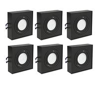 Maclean MCE464B 6x spots encastrables LED plafonnier encastré 7W 560 lumens 3000K blanc chaud cadre de montage GU10 IP20 (lot de 6 angulaires, noir