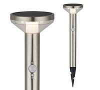 Maclean MCE465 Lampe Solaire de Jardin avec Détecteur de Mouvement et 3 Modes d'éclairage, LED SMD IP44, 220 lumens, 4 000 K, blanc neutre (Chrome mat, 1 pièce)